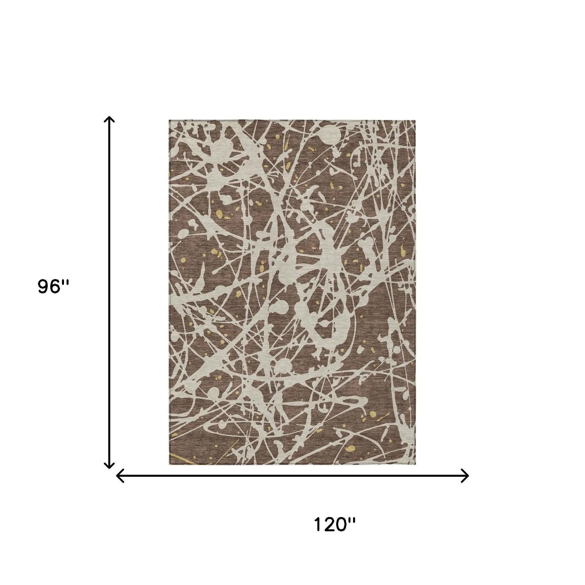 8' X 10' Chocolate And Beige Abstract Washable Indoor Outdoor Area Rug Homeroots Outdoor