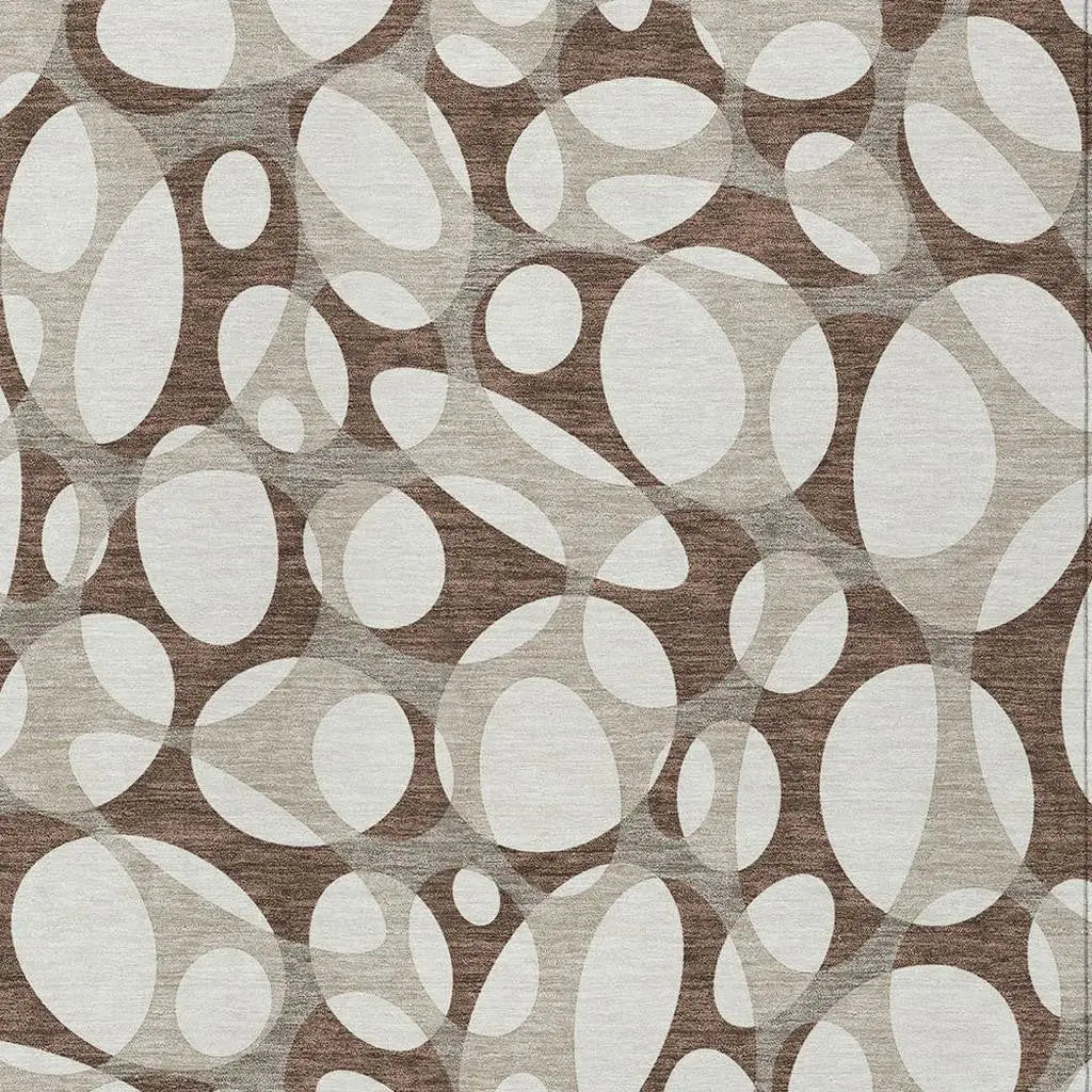 8' X 10' Chocolate And Beige Abstract Washable Indoor Outdoor Area Rug Homeroots Outdoor