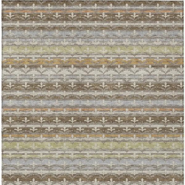 8' X 10' Chocolate And Beige Damask Washable Indoor Outdoor Area Rug Homeroots Outdoor
