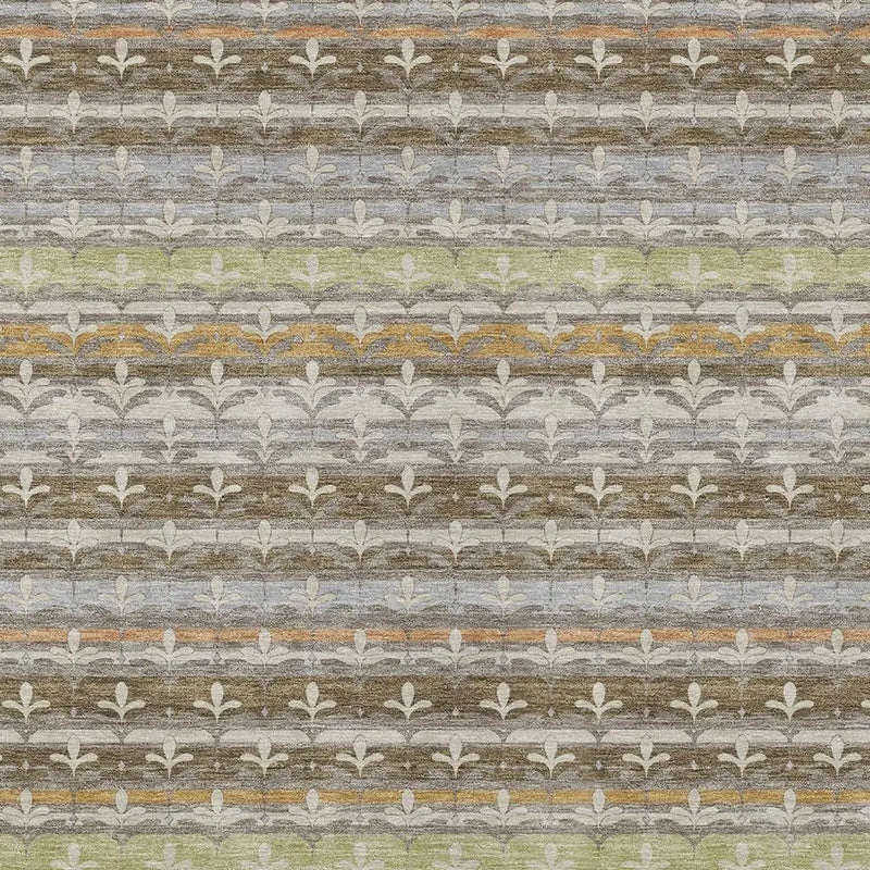 8' X 10' Chocolate And Beige Damask Washable Indoor Outdoor Area Rug Homeroots Outdoor
