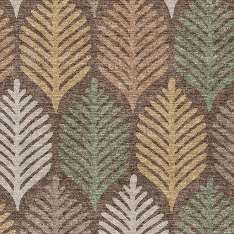 8' X 10' Chocolate And Beige Floral Washable Indoor Outdoor Area Rug Homeroots Outdoor