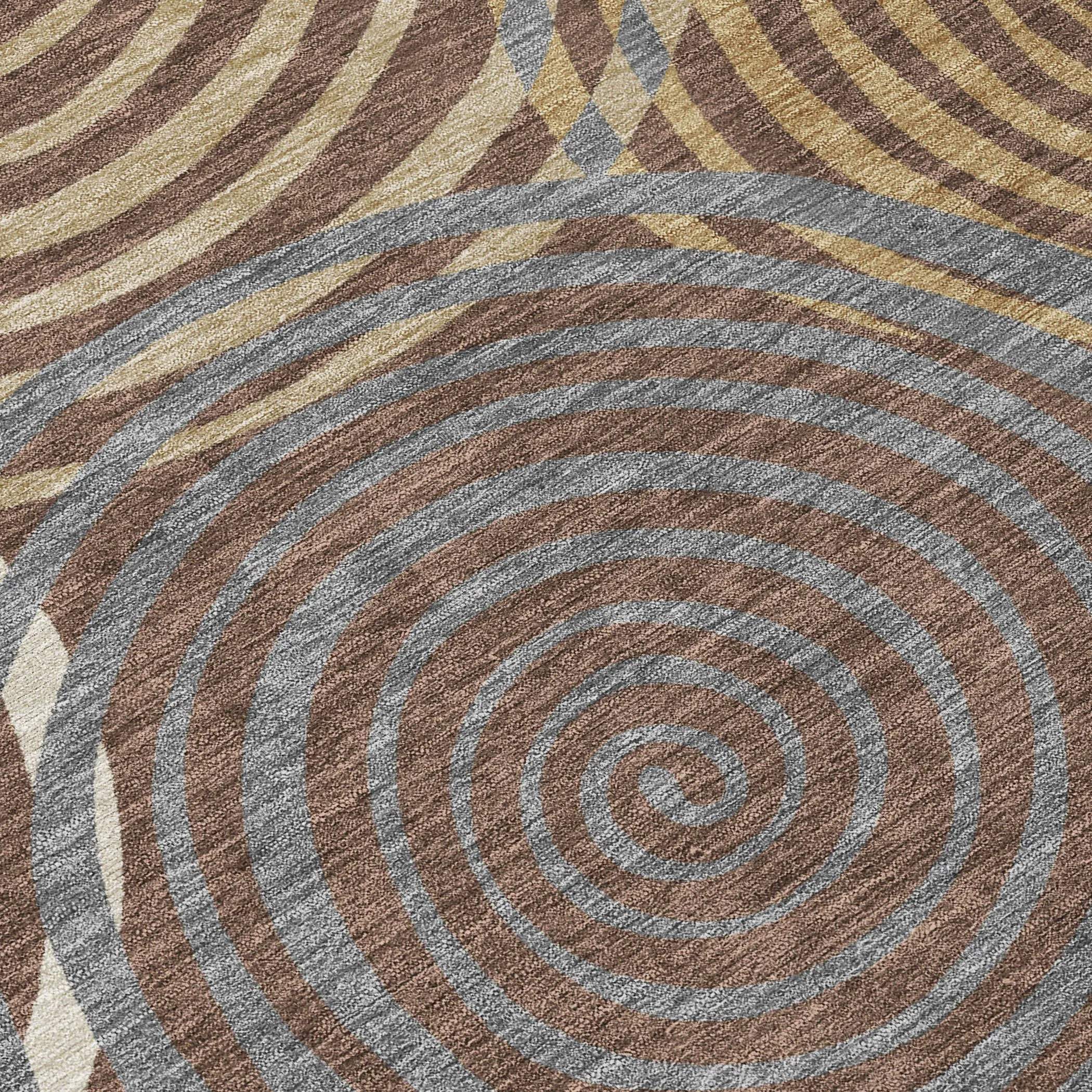 8' X 10' Chocolate And Beige Geometric Washable Indoor Outdoor Area Rug Homeroots Outdoor