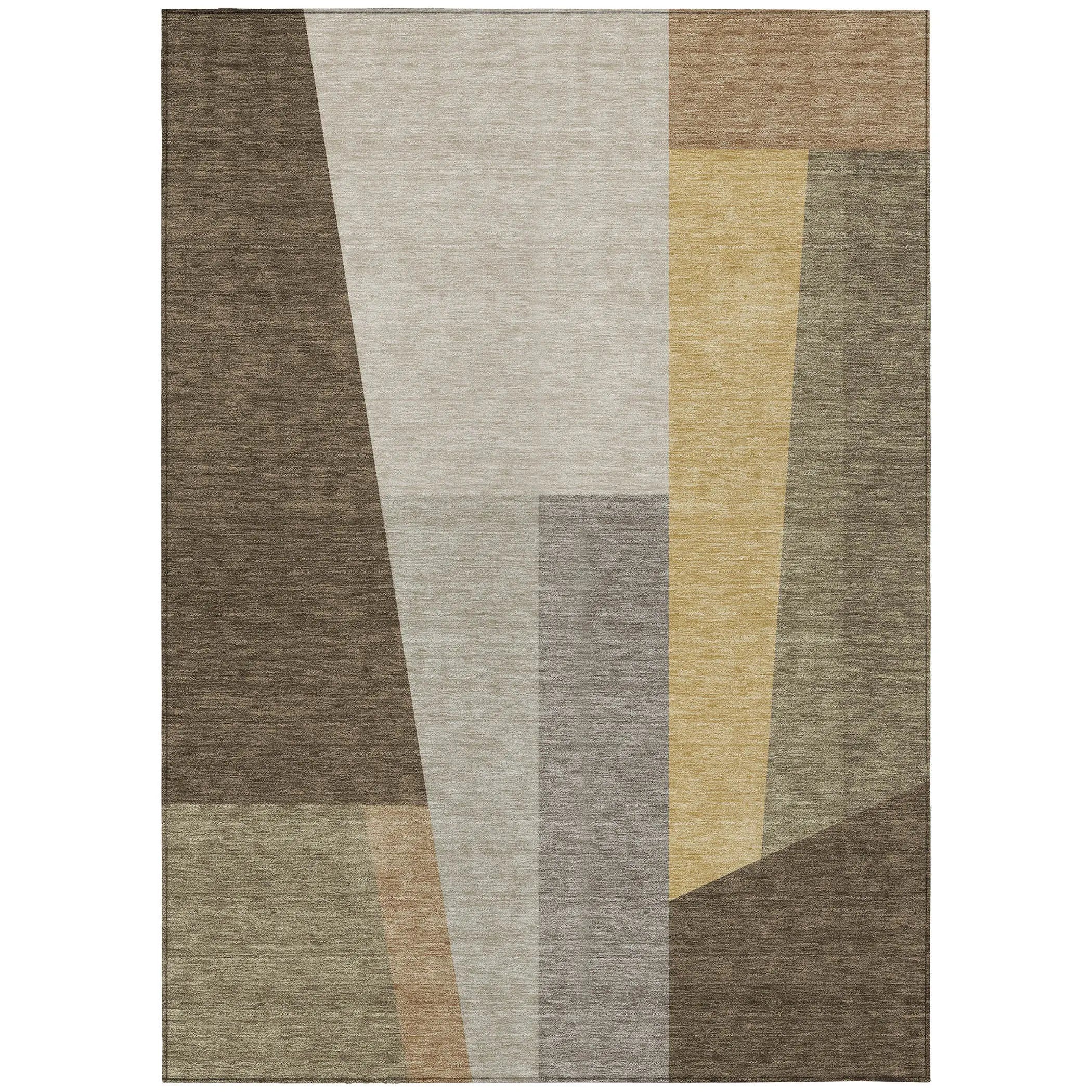 8' X 10' Chocolate And Beige Geometric Washable Indoor Outdoor Area Rug Homeroots Outdoor