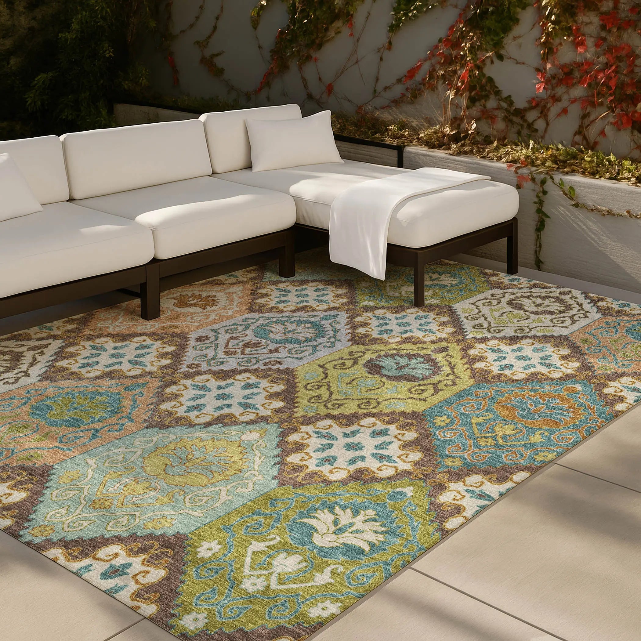 8' X 10' Chocolate And Beige Geometric Washable Indoor Outdoor Area Rug Homeroots Outdoor