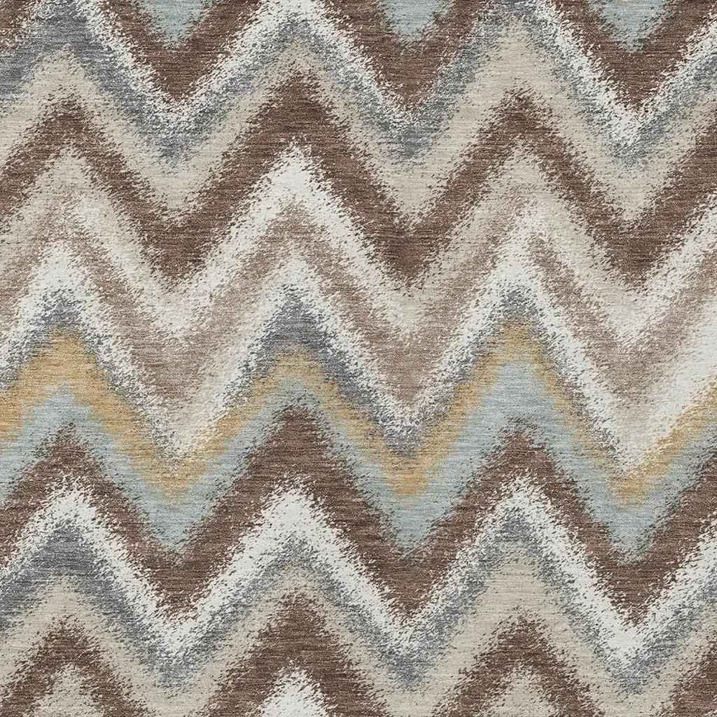 8' X 10' Chocolate And Beige Geometric Washable Indoor Outdoor Area Rug Homeroots Outdoor