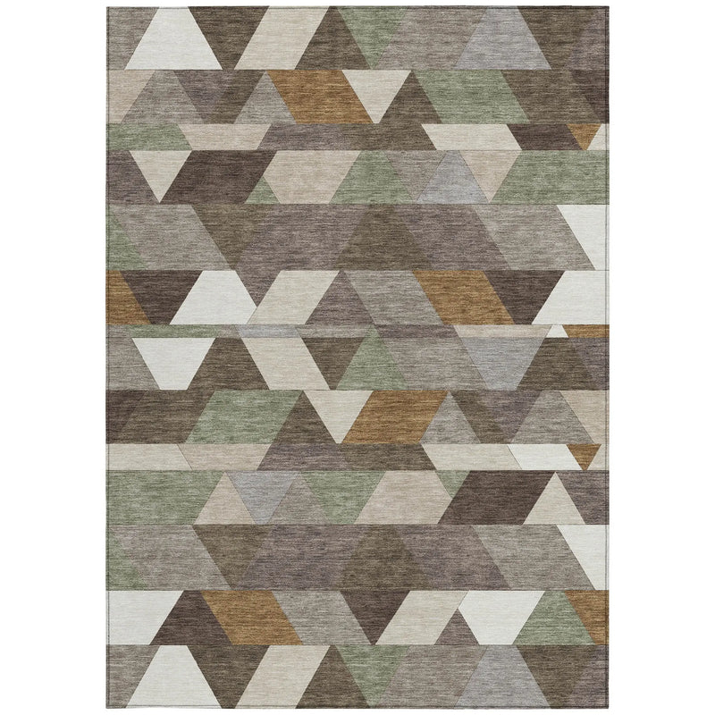 8' X 10' Chocolate And Beige Geometric Washable Indoor Outdoor Area Rug Homeroots Outdoor