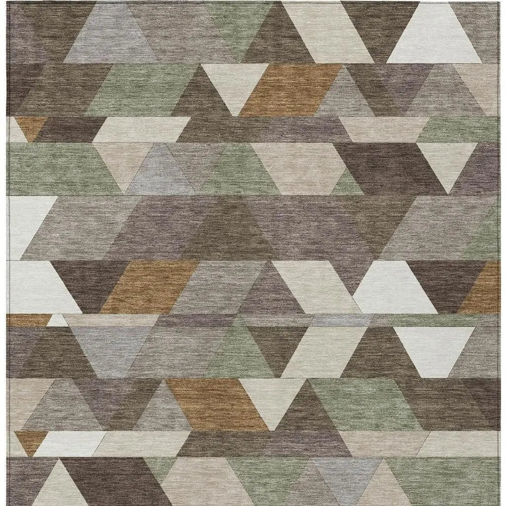 8' X 10' Chocolate And Beige Geometric Washable Indoor Outdoor Area Rug Homeroots Outdoor
