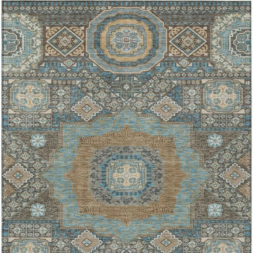 8' X 10' Chocolate And Beige Oriental Washable Indoor Outdoor Area Rug Homeroots Outdoor