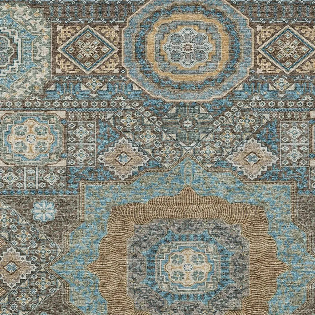 8' X 10' Chocolate And Beige Oriental Washable Indoor Outdoor Area Rug Homeroots Outdoor