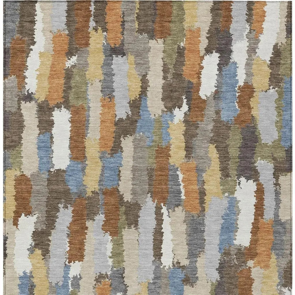 8' X 10' Chocolate And Beige Striped Washable Indoor Outdoor Area Rug Homeroots Outdoor