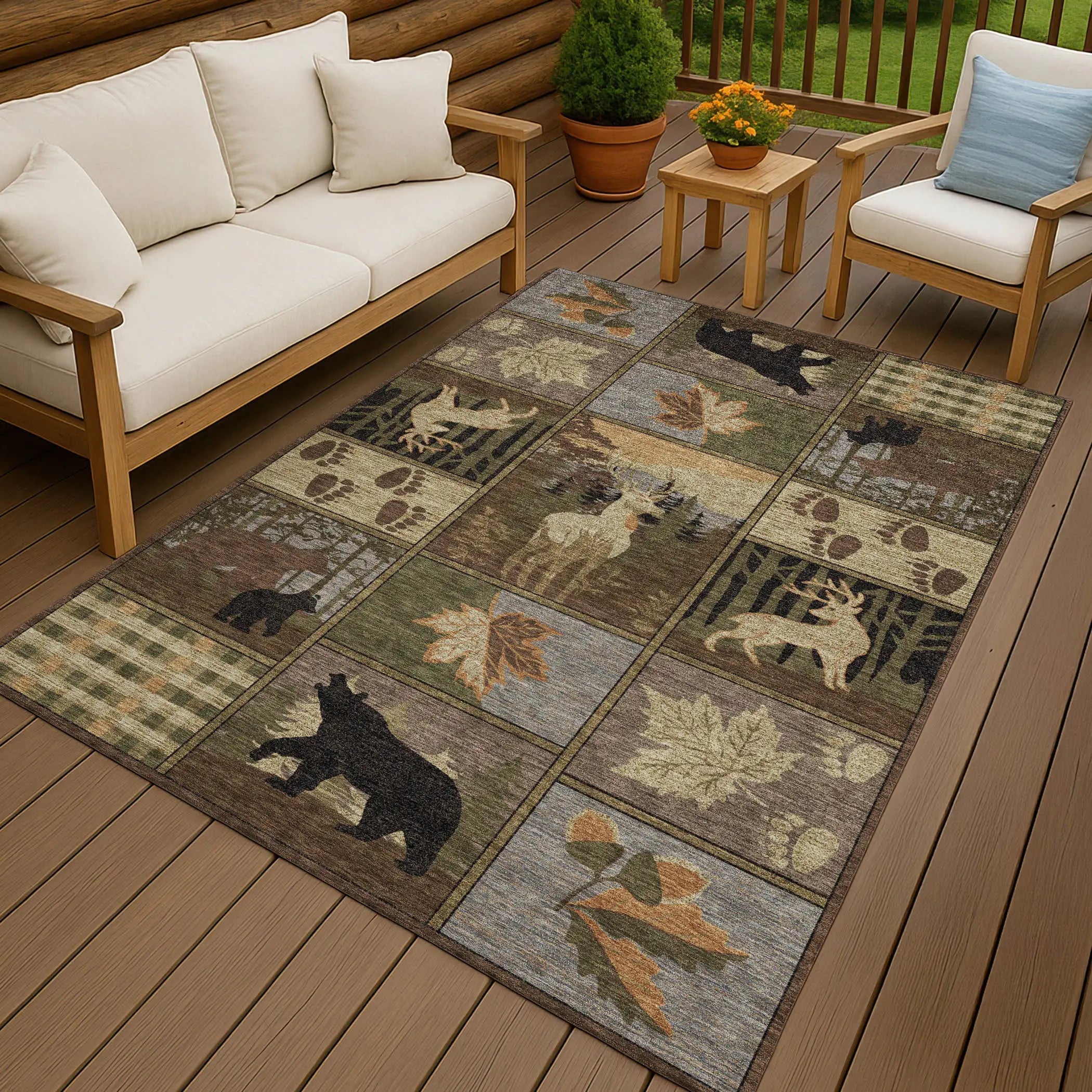 8' X 10' Chocolate And Black Bear Washable Indoor Outdoor Area Rug Homeroots Outdoor