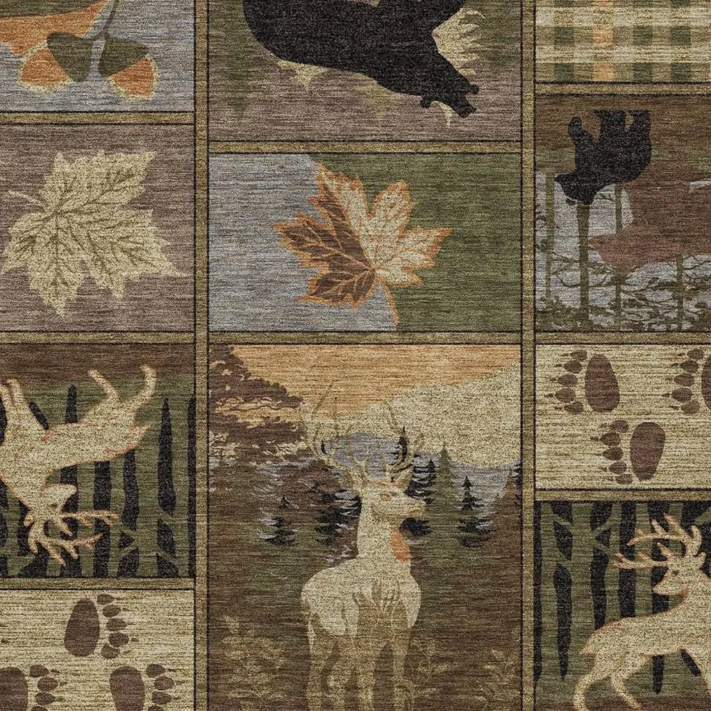 8' X 10' Chocolate And Black Bear Washable Indoor Outdoor Area Rug Homeroots Outdoor