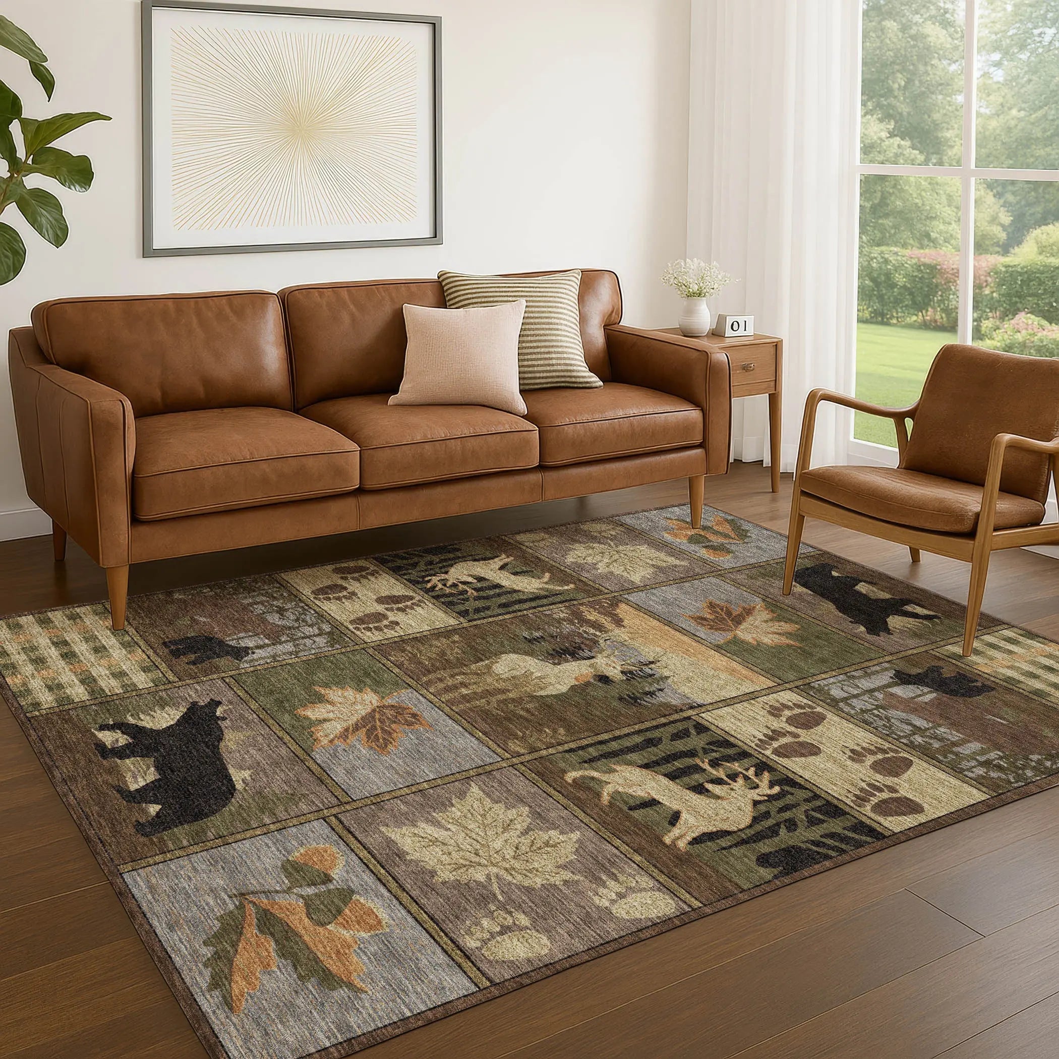 8' X 10' Chocolate And Black Bear Washable Indoor Outdoor Area Rug Homeroots Outdoor
