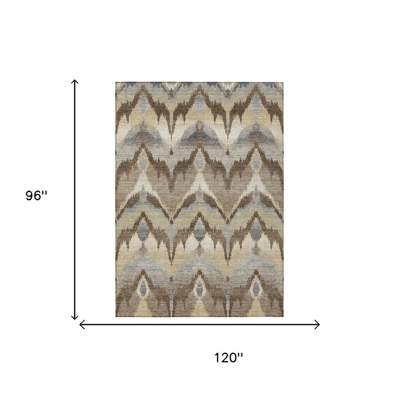 8' X 10' Chocolate And Brown Abstract Washable Indoor Outdoor Area Rug Homeroots Outdoor