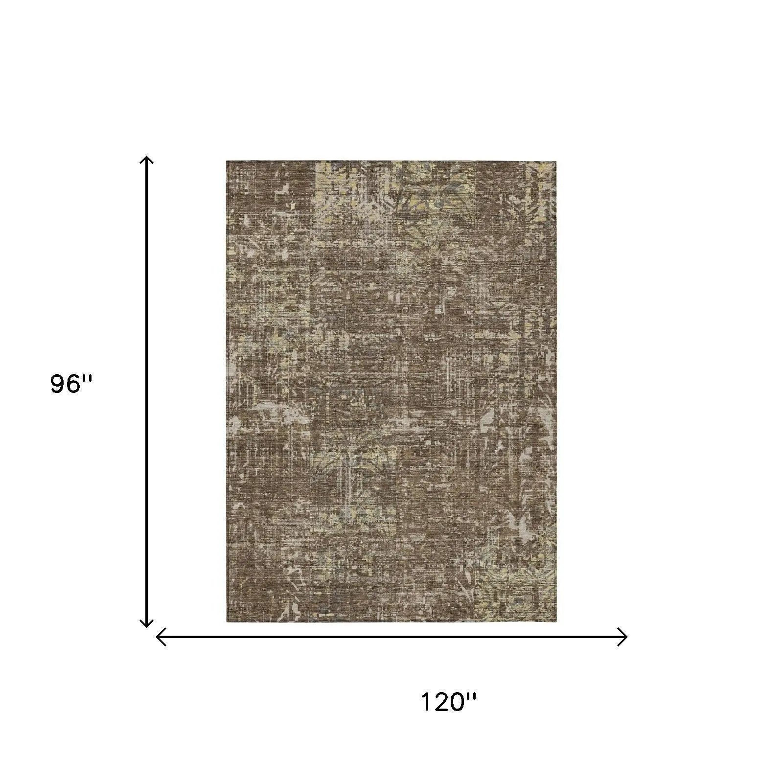 8' X 10' Chocolate And Brown Abstract Washable Indoor Outdoor Area Rug Homeroots Outdoor