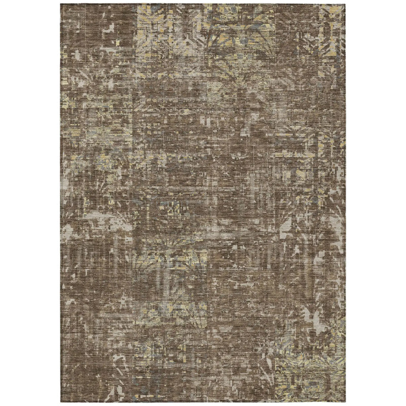 8' X 10' Chocolate And Brown Abstract Washable Indoor Outdoor Area Rug Homeroots Outdoor