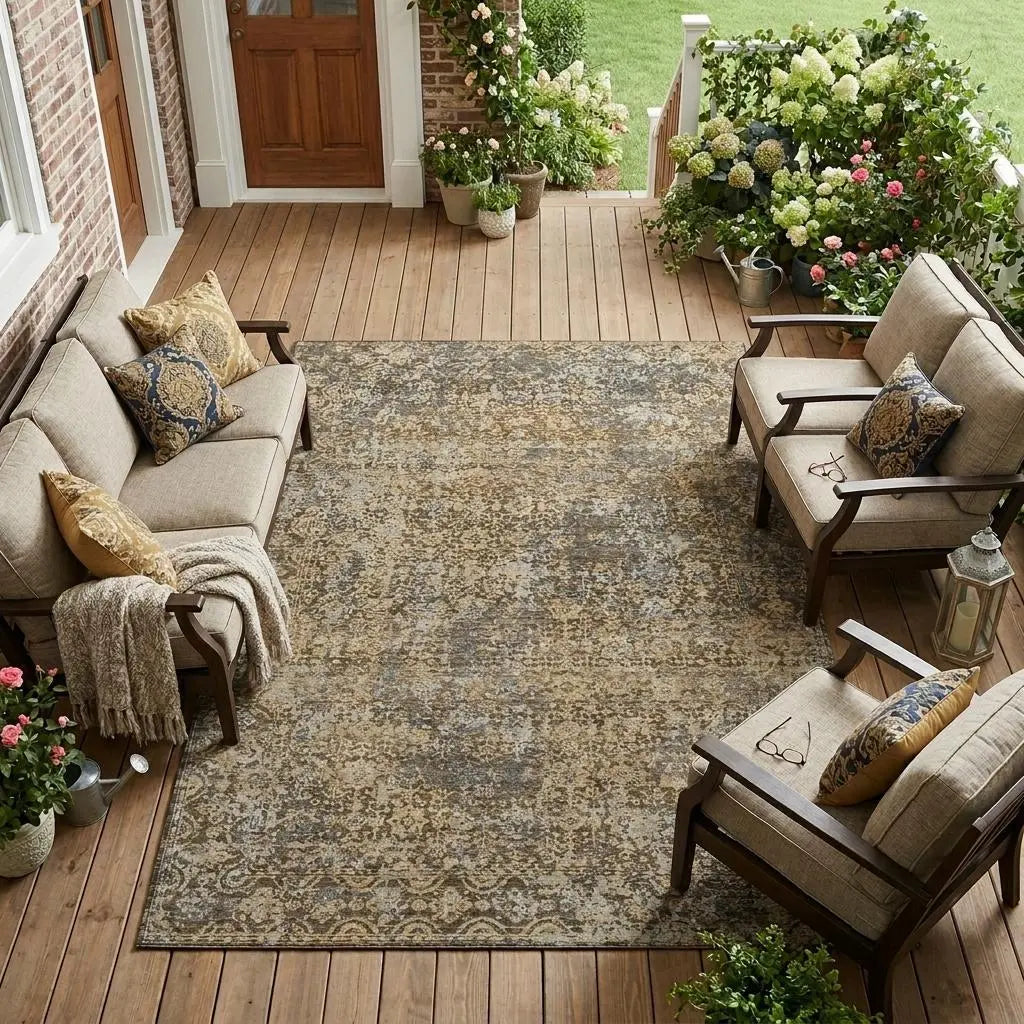 8' X 10' Chocolate And Brown Abstract Washable Indoor Outdoor Area Rug Homeroots Outdoor