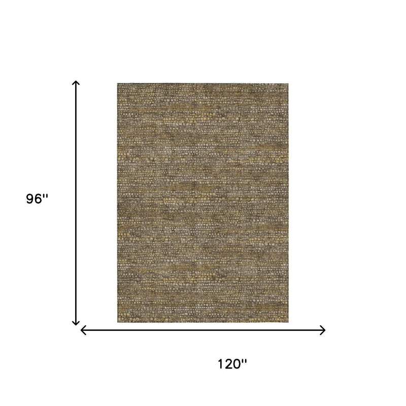 8' X 10' Chocolate And Brown Abstract Washable Indoor Outdoor Area Rug Homeroots Outdoor
