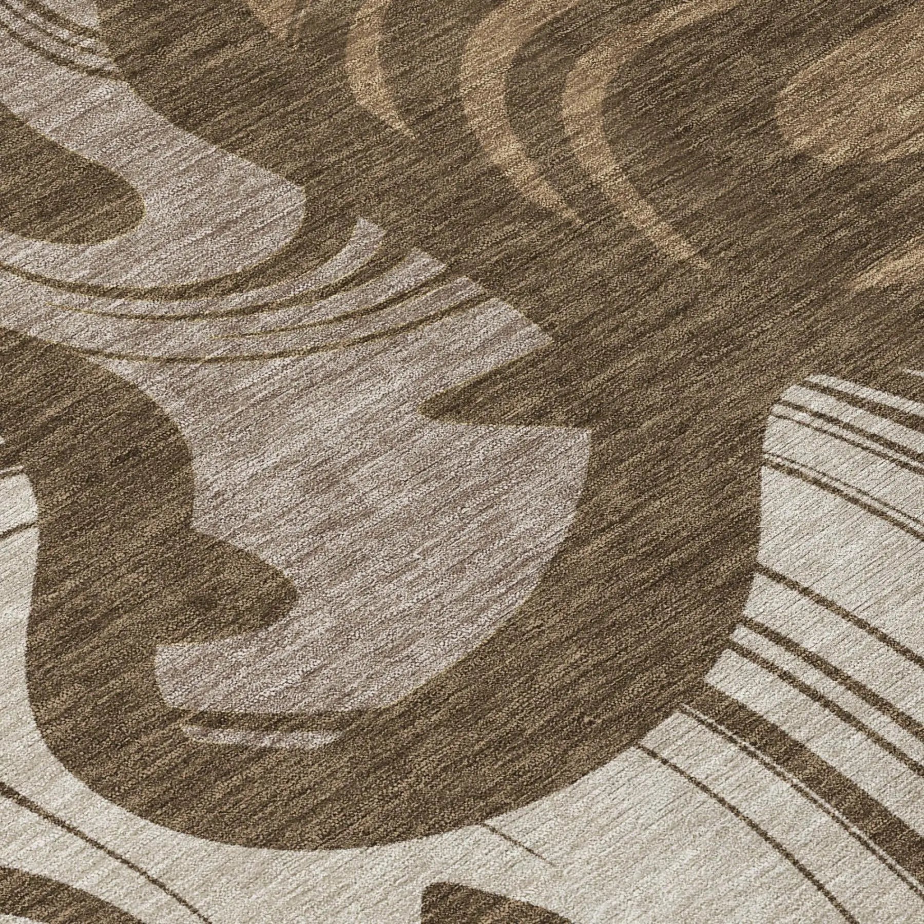 8' X 10' Chocolate And Brown Abstract Washable Indoor Outdoor Area Rug Homeroots Outdoor
