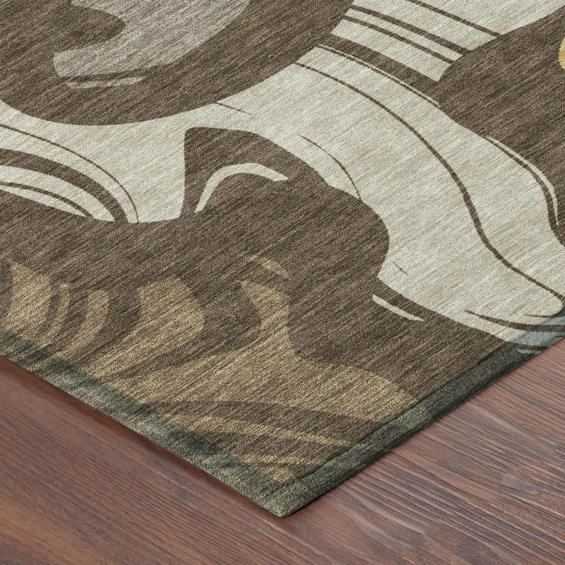 8' X 10' Chocolate And Brown Abstract Washable Indoor Outdoor Area Rug Homeroots Outdoor