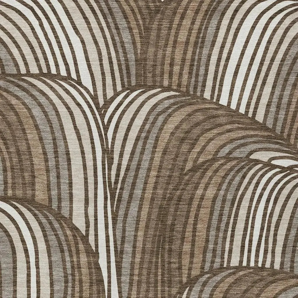 8' X 10' Chocolate And Brown Abstract Washable Indoor Outdoor Area Rug Homeroots Outdoor