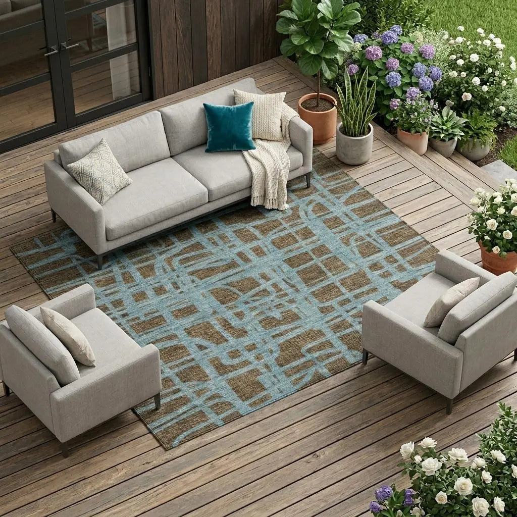 8' X 10' Chocolate And Brown Abstract Washable Indoor Outdoor Area Rug Homeroots Outdoor