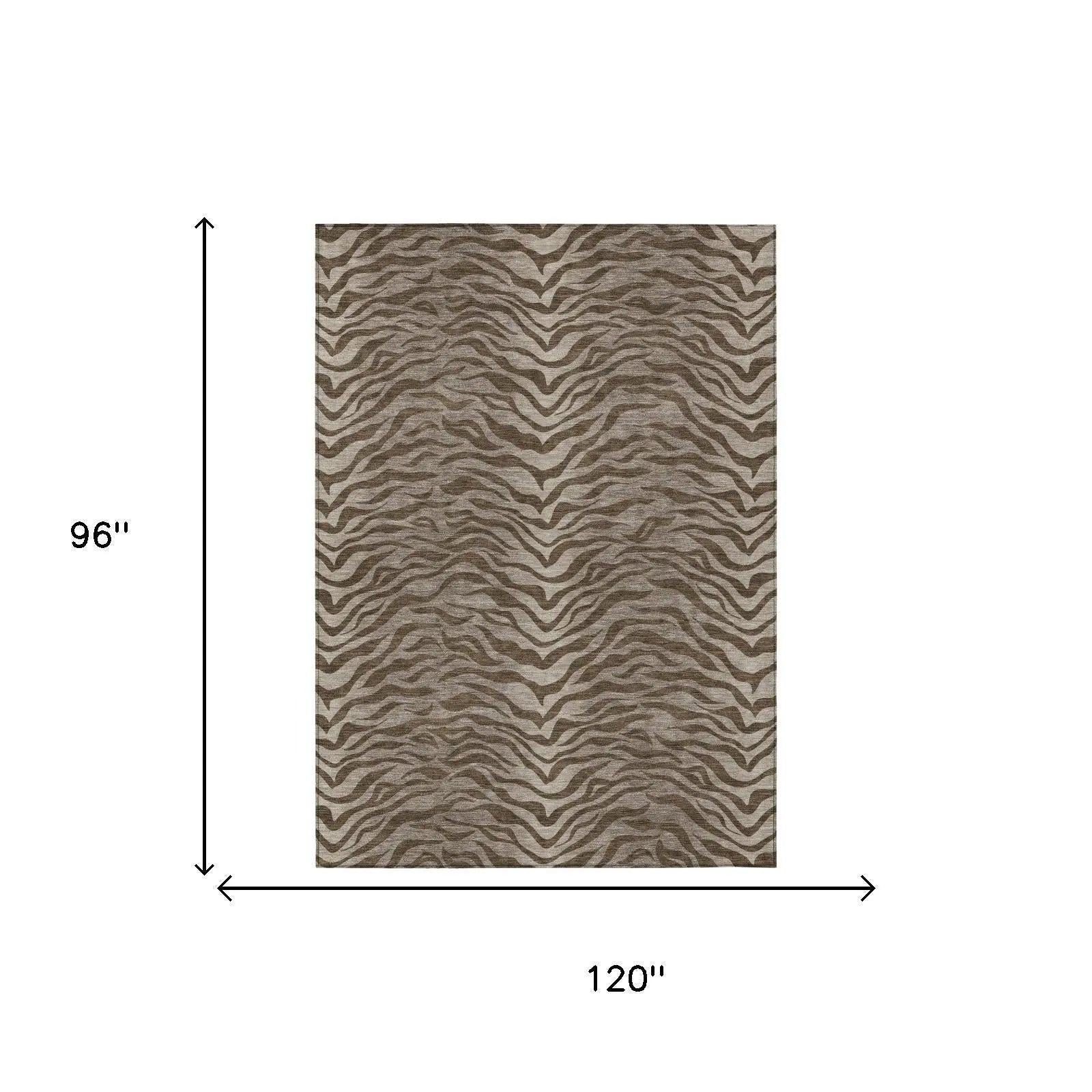 8' X 10' Chocolate And Brown Animal Print Washable Indoor Outdoor Area Rug Homeroots Outdoor