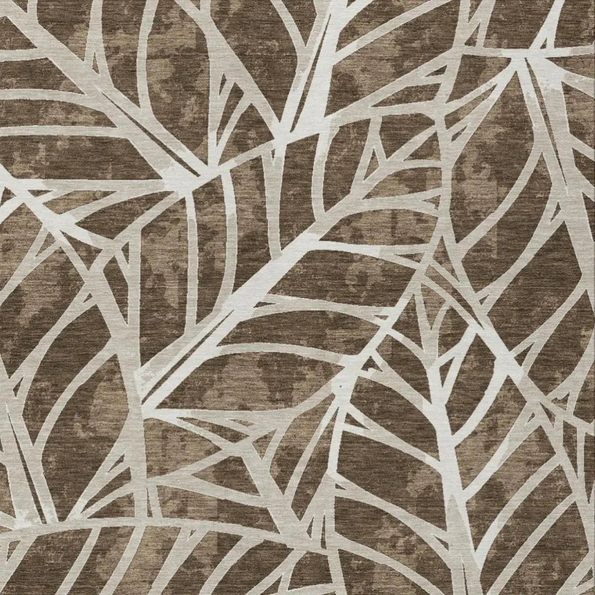 8' X 10' Chocolate And Brown Botanical Leaves Washable Indoor Outdoor Area Rug Homeroots Outdoor