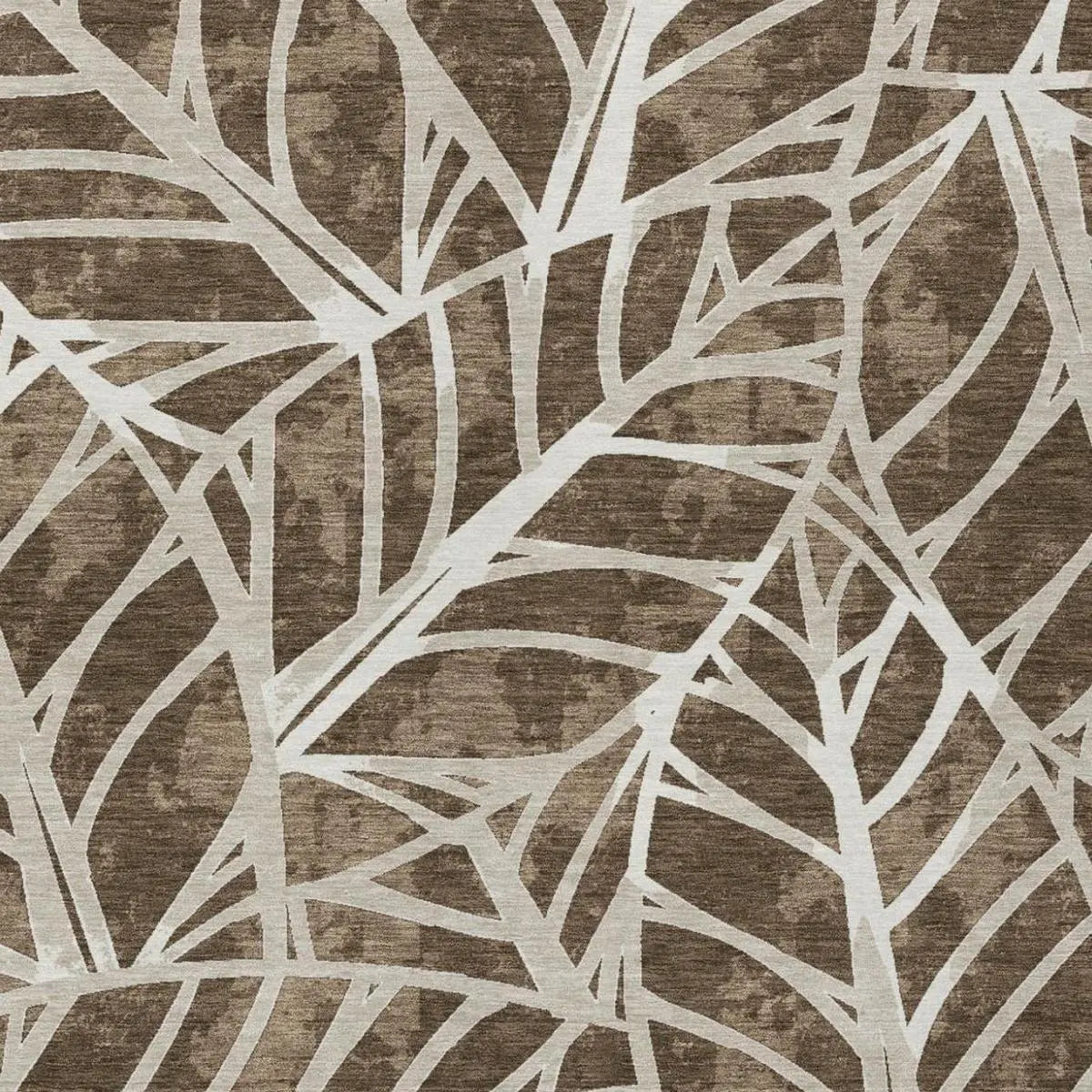 8' X 10' Chocolate And Brown Botanical Leaves Washable Indoor Outdoor Area Rug Homeroots Outdoor