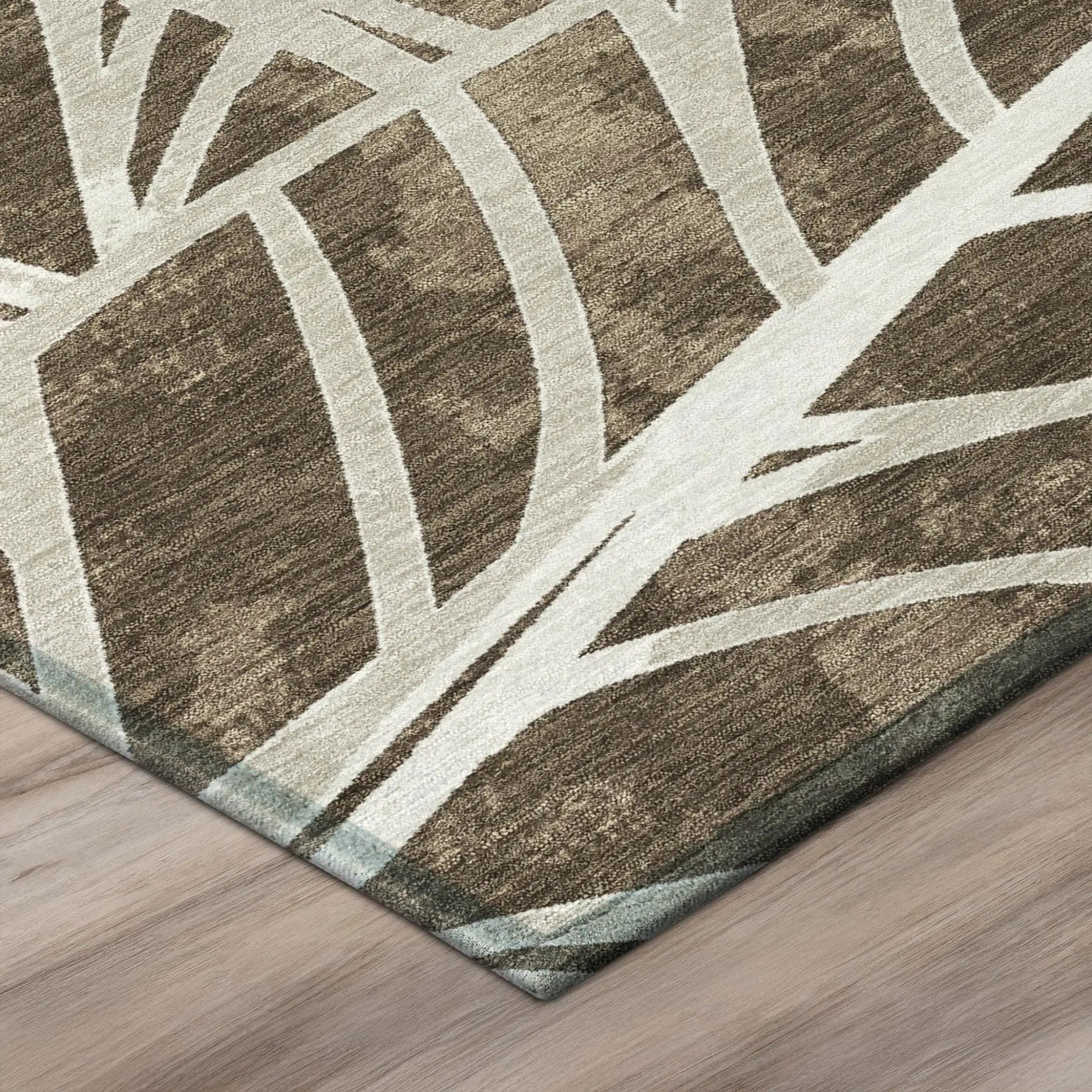 8' X 10' Chocolate And Brown Botanical Leaves Washable Indoor Outdoor Area Rug Homeroots Outdoor