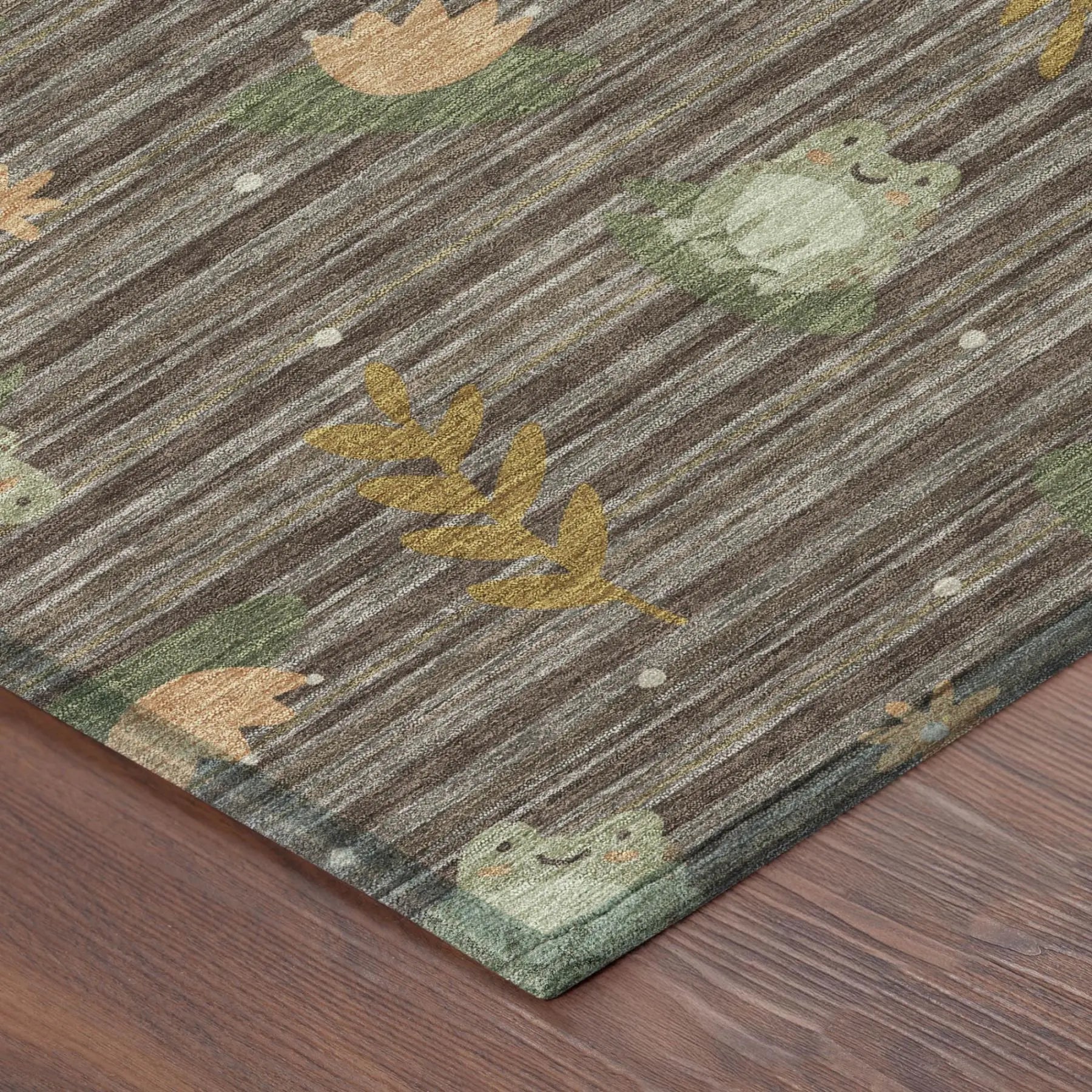 8' X 10' Chocolate And Brown Botanical Leaves Washable Indoor Outdoor Area Rug Homeroots Outdoor