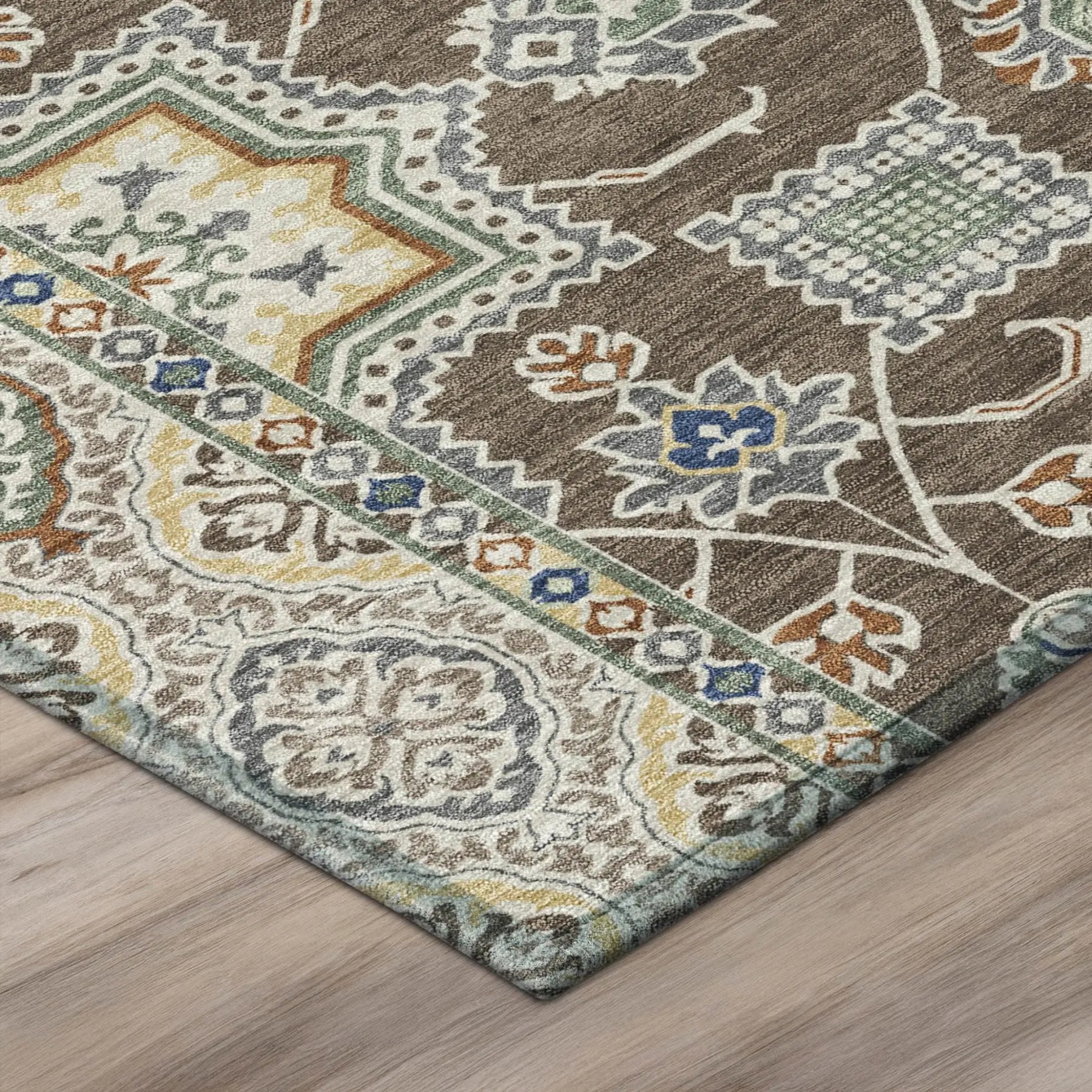 8' X 10' Chocolate And Brown Floral Medallion Washable Indoor Outdoor Area Rug Homeroots Outdoor