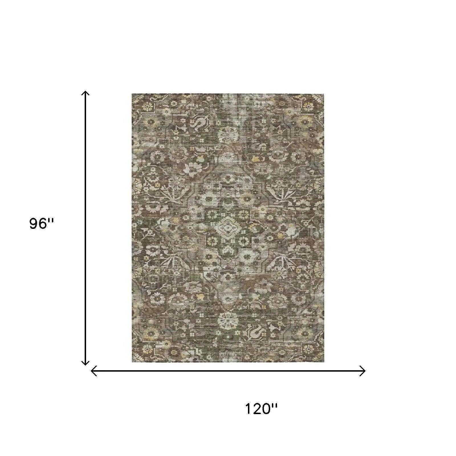 8' X 10' Chocolate And Brown Floral Medallion Washable Indoor Outdoor Area Rug Homeroots Outdoor