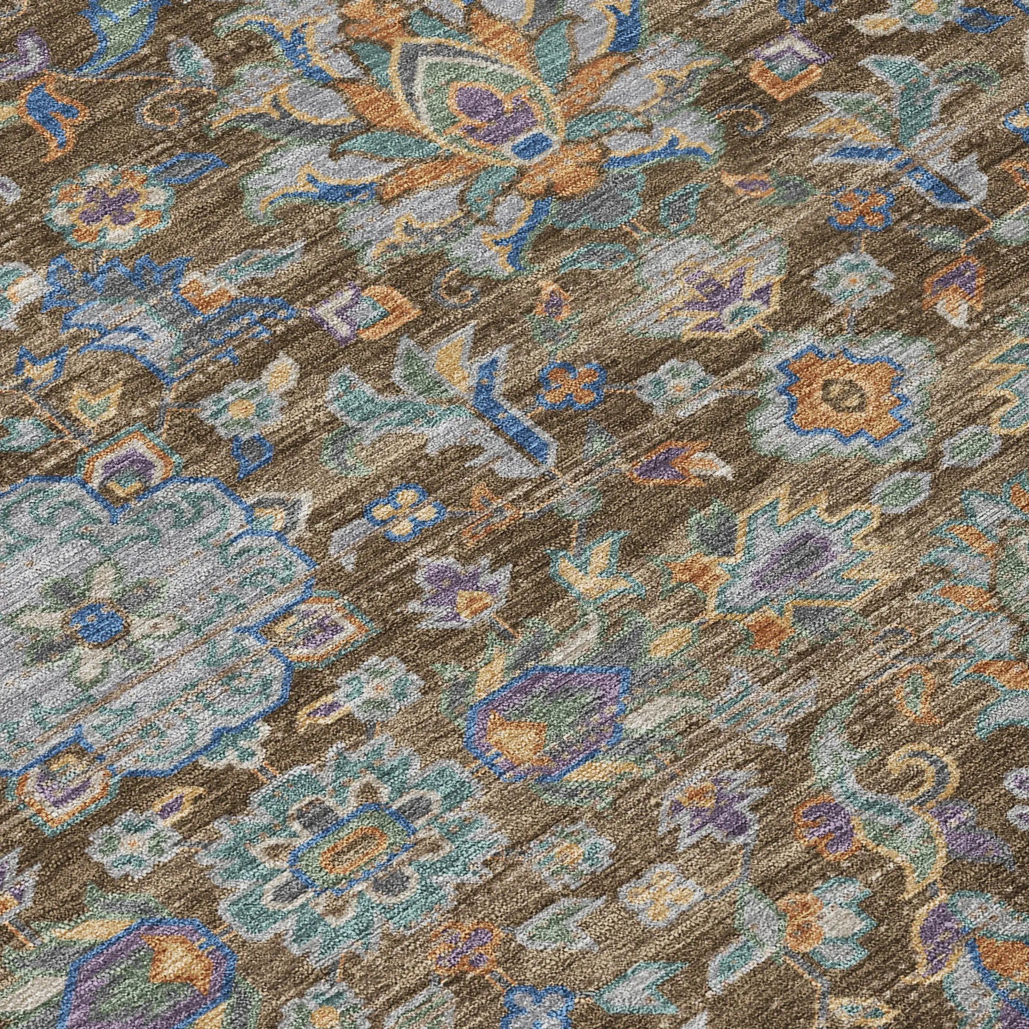 8' X 10' Chocolate And Brown Floral Medallion Washable Indoor Outdoor Area Rug Homeroots Outdoor