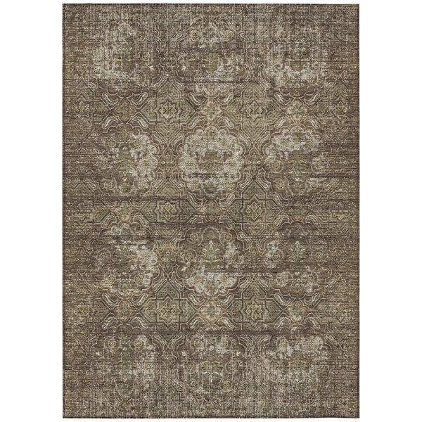 8' X 10' Chocolate And Brown Floral Washable Indoor Outdoor Area Rug Homeroots Outdoor