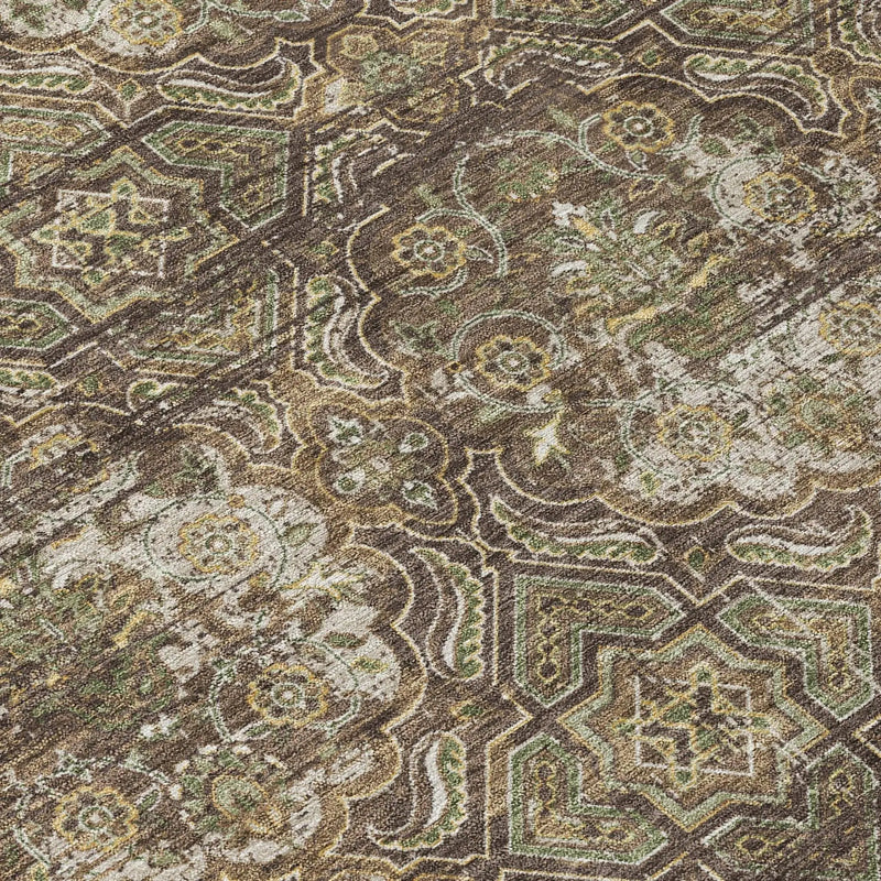 8' X 10' Chocolate And Brown Floral Washable Indoor Outdoor Area Rug Homeroots Outdoor