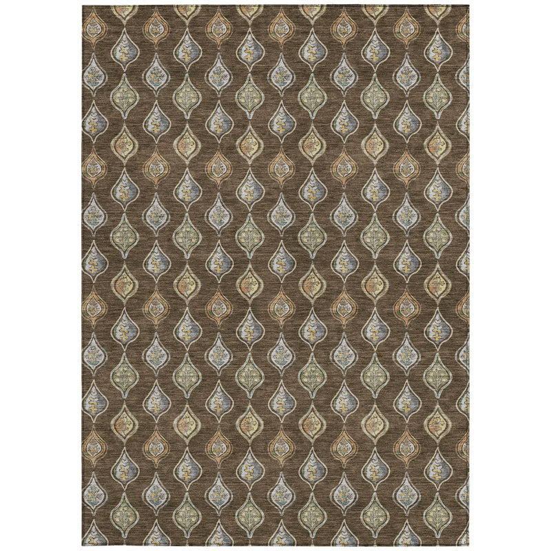 8' X 10' Chocolate And Brown Floral Washable Indoor Outdoor Area Rug Homeroots Outdoor