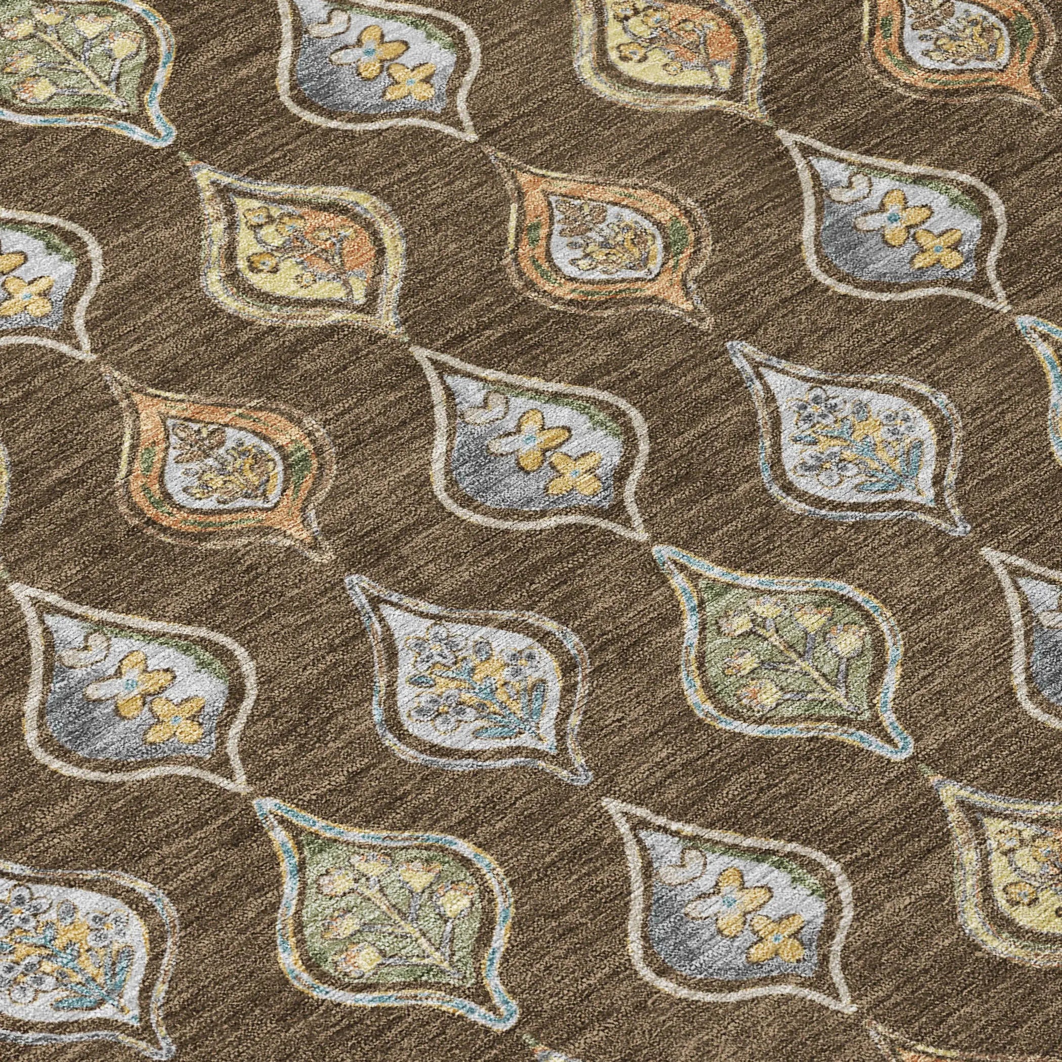 8' X 10' Chocolate And Brown Floral Washable Indoor Outdoor Area Rug Homeroots Outdoor