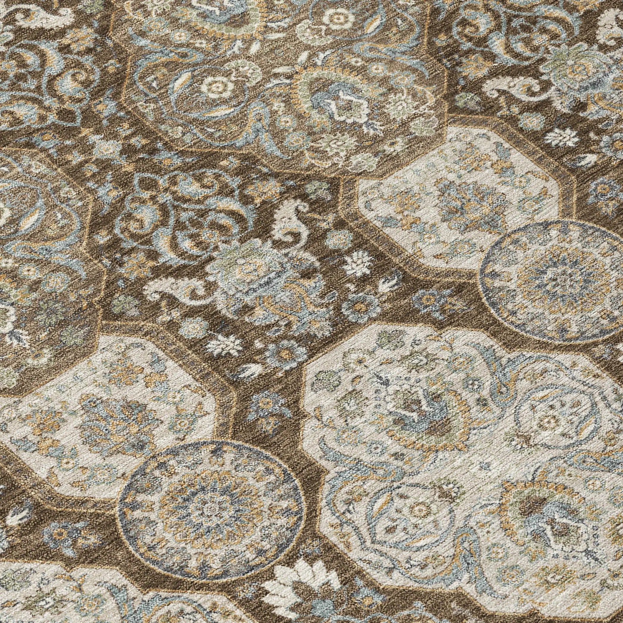 8' X 10' Chocolate And Brown Floral Washable Indoor Outdoor Area Rug Homeroots Outdoor