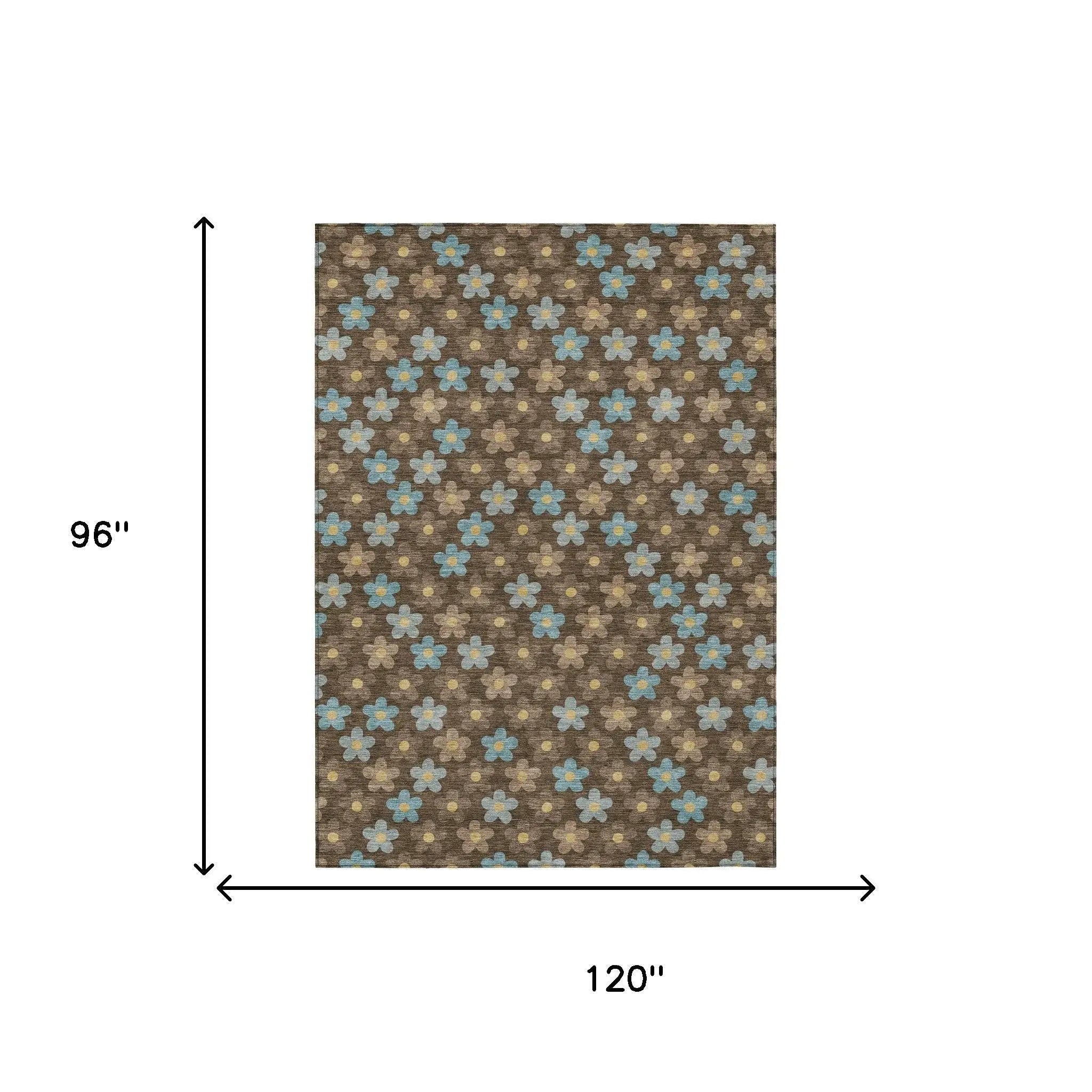8' X 10' Chocolate And Brown Floral Washable Indoor Outdoor Area Rug Homeroots Outdoor