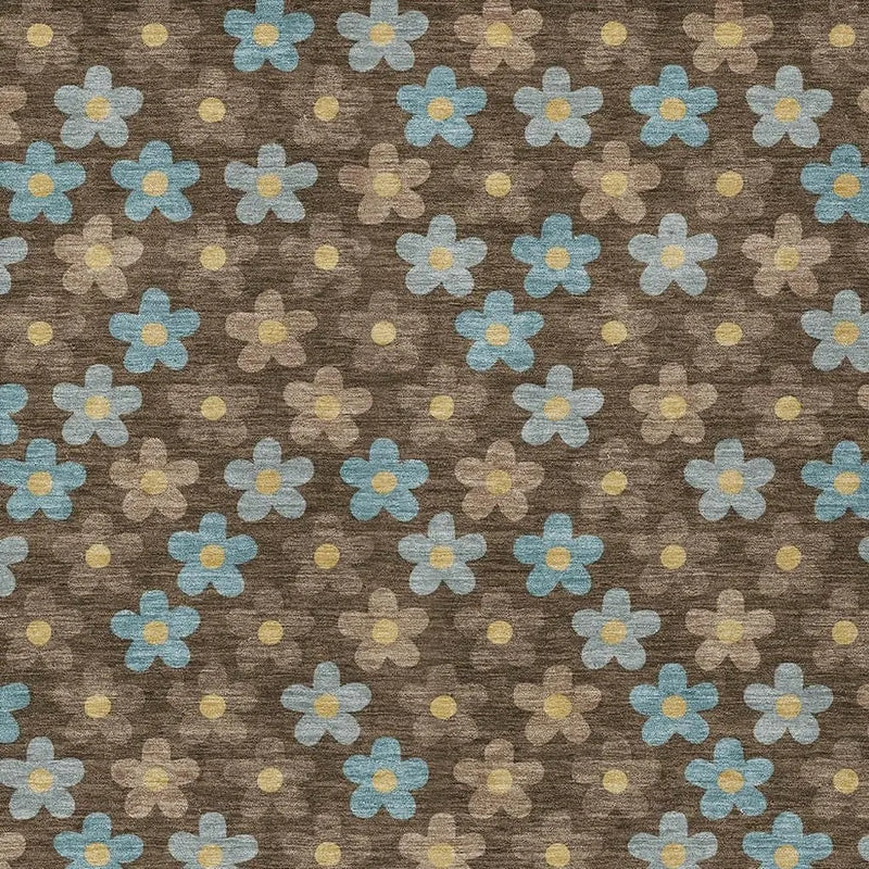 8' X 10' Chocolate And Brown Floral Washable Indoor Outdoor Area Rug Homeroots Outdoor