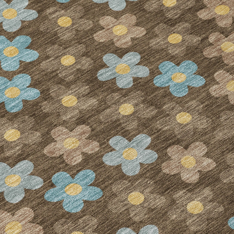 8' X 10' Chocolate And Brown Floral Washable Indoor Outdoor Area Rug Homeroots Outdoor