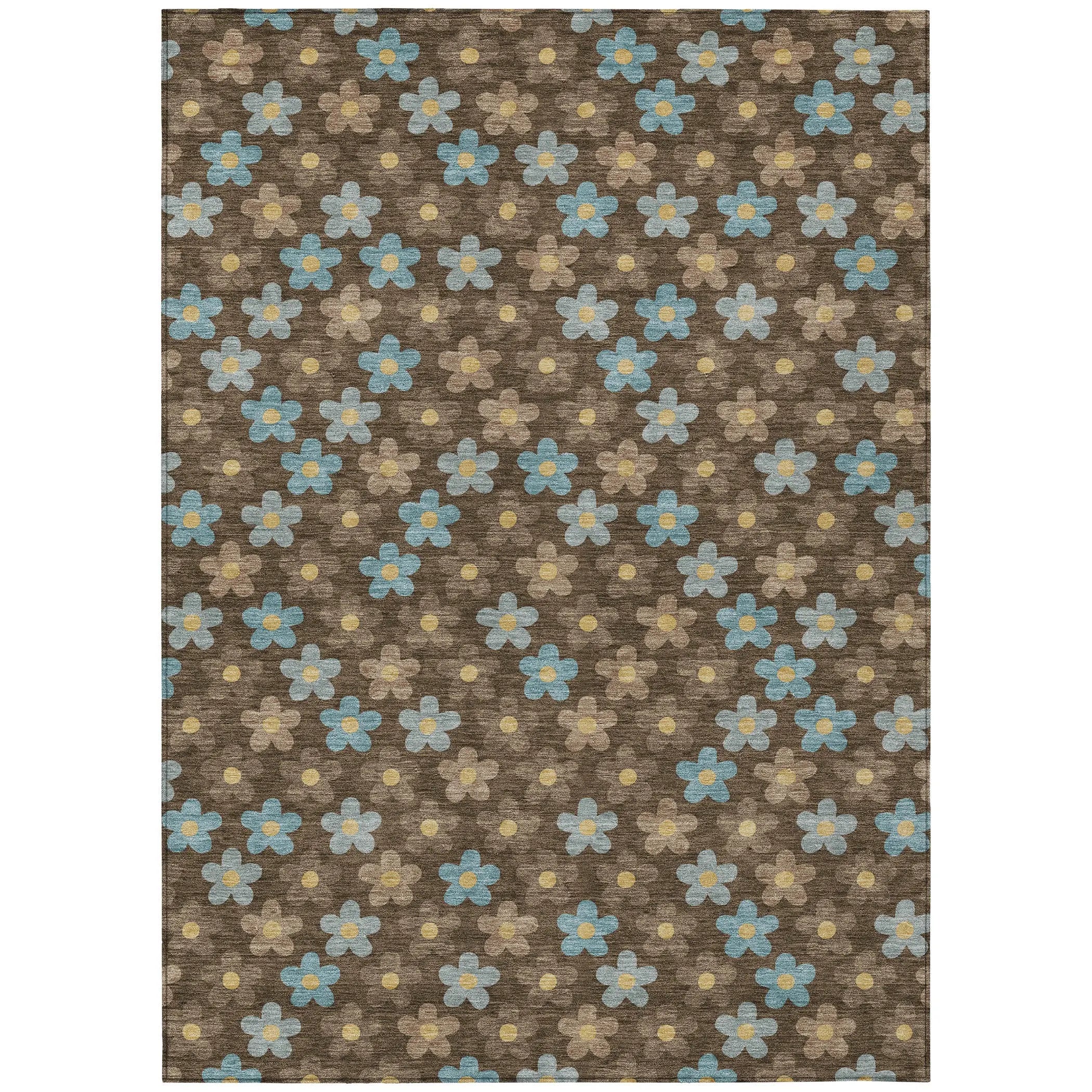 8' X 10' Chocolate And Brown Floral Washable Indoor Outdoor Area Rug Homeroots Outdoor