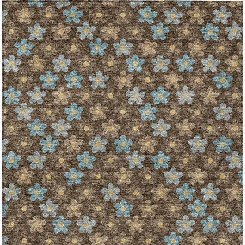8' X 10' Chocolate And Brown Floral Washable Indoor Outdoor Area Rug Homeroots Outdoor