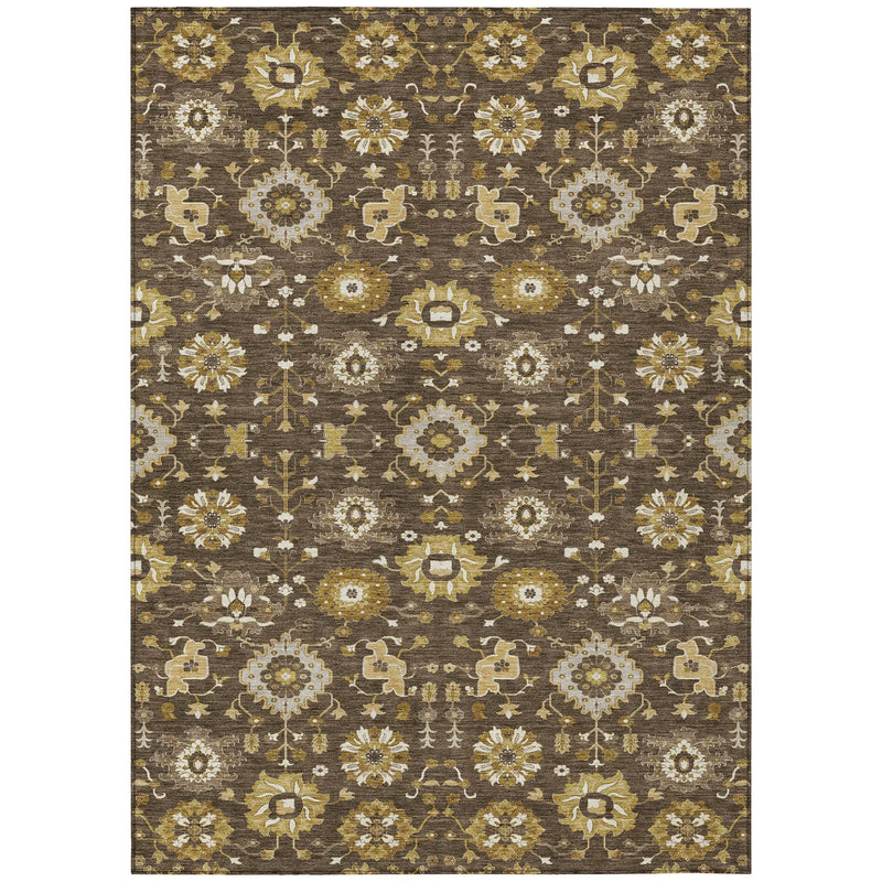 8' X 10' Chocolate And Brown Geometric Washable Indoor Outdoor Area Rug Homeroots Outdoor