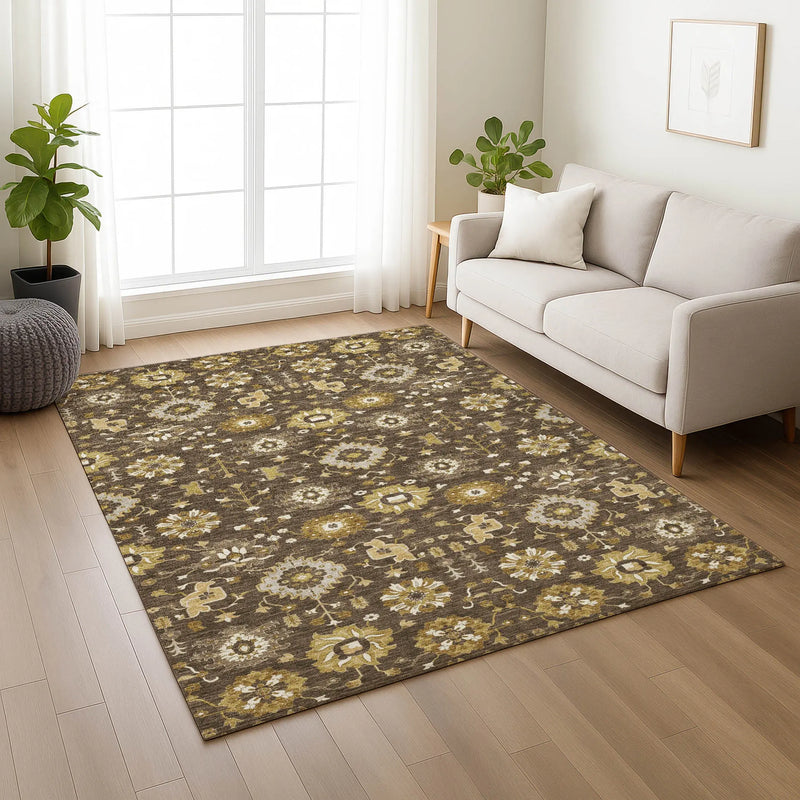 8' X 10' Chocolate And Brown Geometric Washable Indoor Outdoor Area Rug Homeroots Outdoor