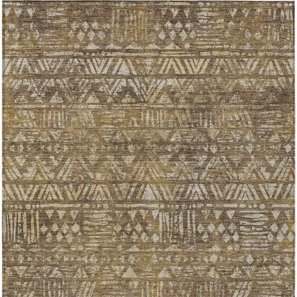 8' X 10' Chocolate And Brown Geometric Washable Indoor Outdoor Area Rug Homeroots Outdoor
