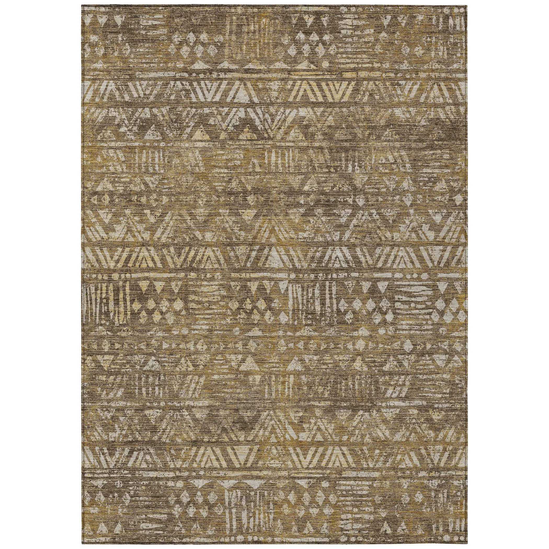 8' X 10' Chocolate And Brown Geometric Washable Indoor Outdoor Area Rug Homeroots Outdoor