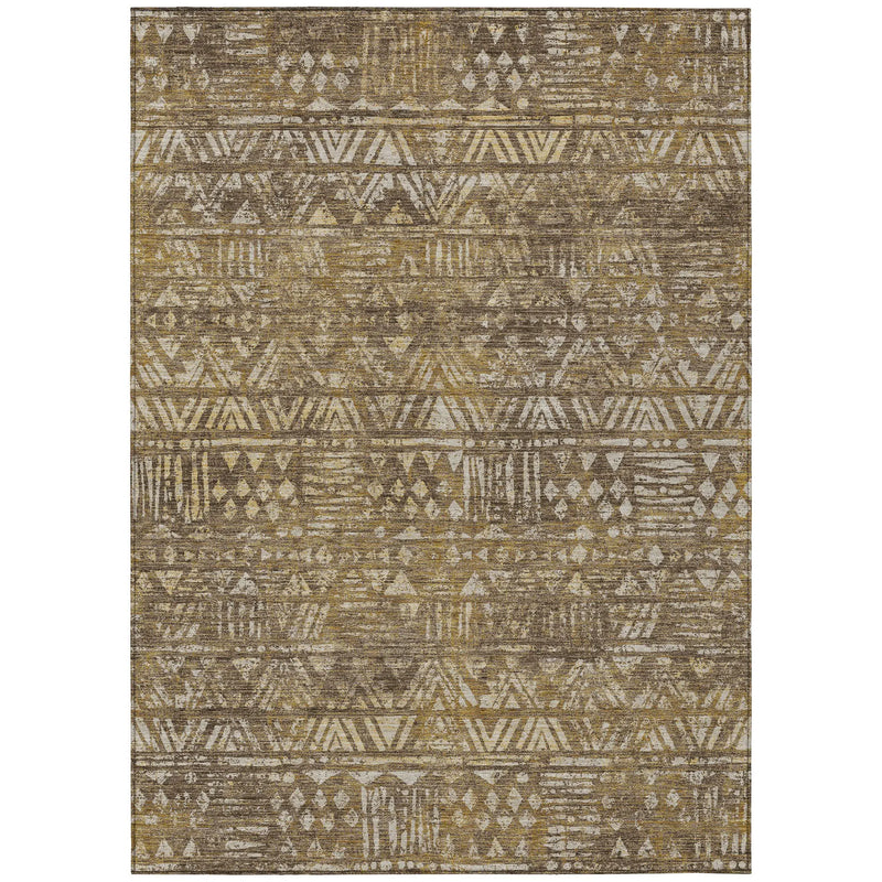8' X 10' Chocolate And Brown Geometric Washable Indoor Outdoor Area Rug Homeroots Outdoor