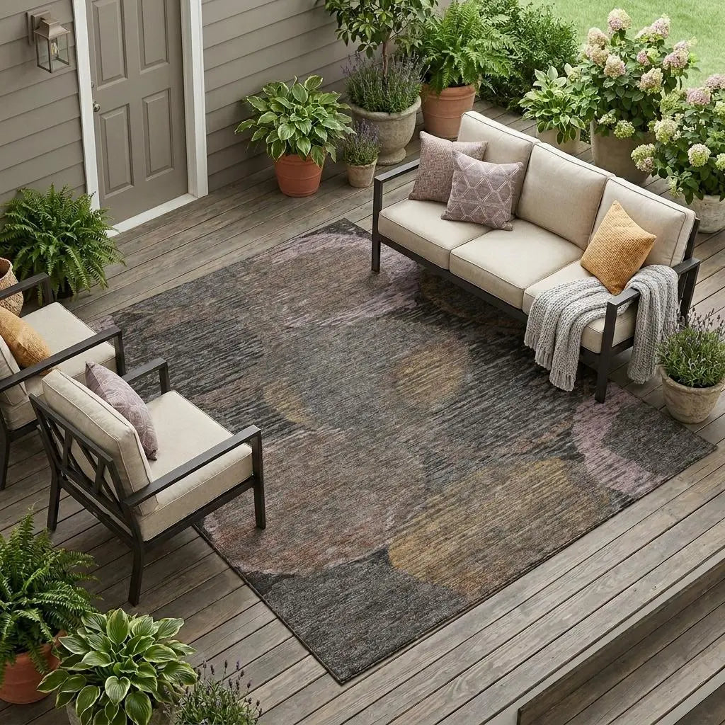 8' X 10' Chocolate And Brown Geometric Washable Indoor Outdoor Area Rug Homeroots Outdoor